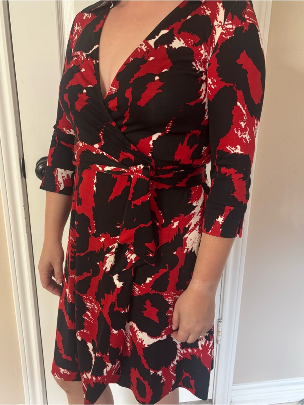 Diane Von Furstenberg Jeanne Wrap Dress 100% Silk Jersey DVF Splatter Print 8 - Picture 8 of 12